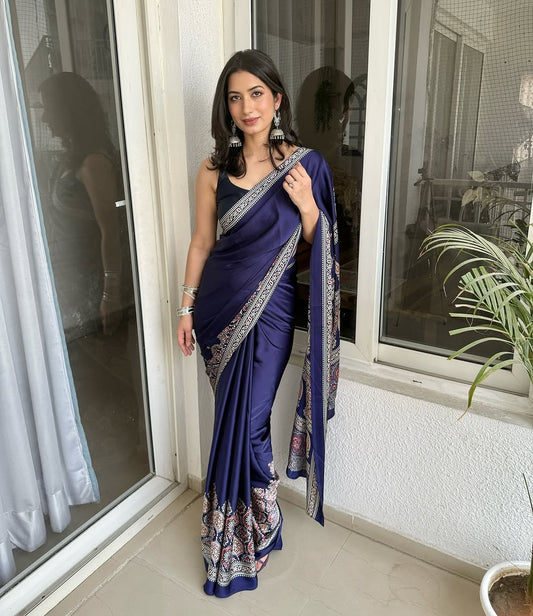 Midnight Royal Blue Heritage Saree