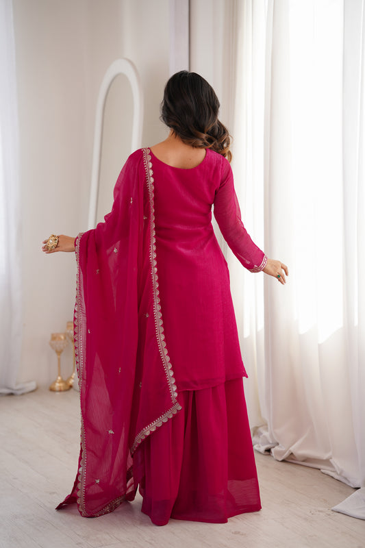 Crunchy Silk Sharara Set with Dupatta