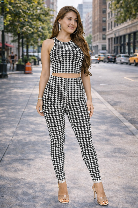 Women’s Stylish Co-Ord Set | Sleeveless Crop Top & High Waist Pants