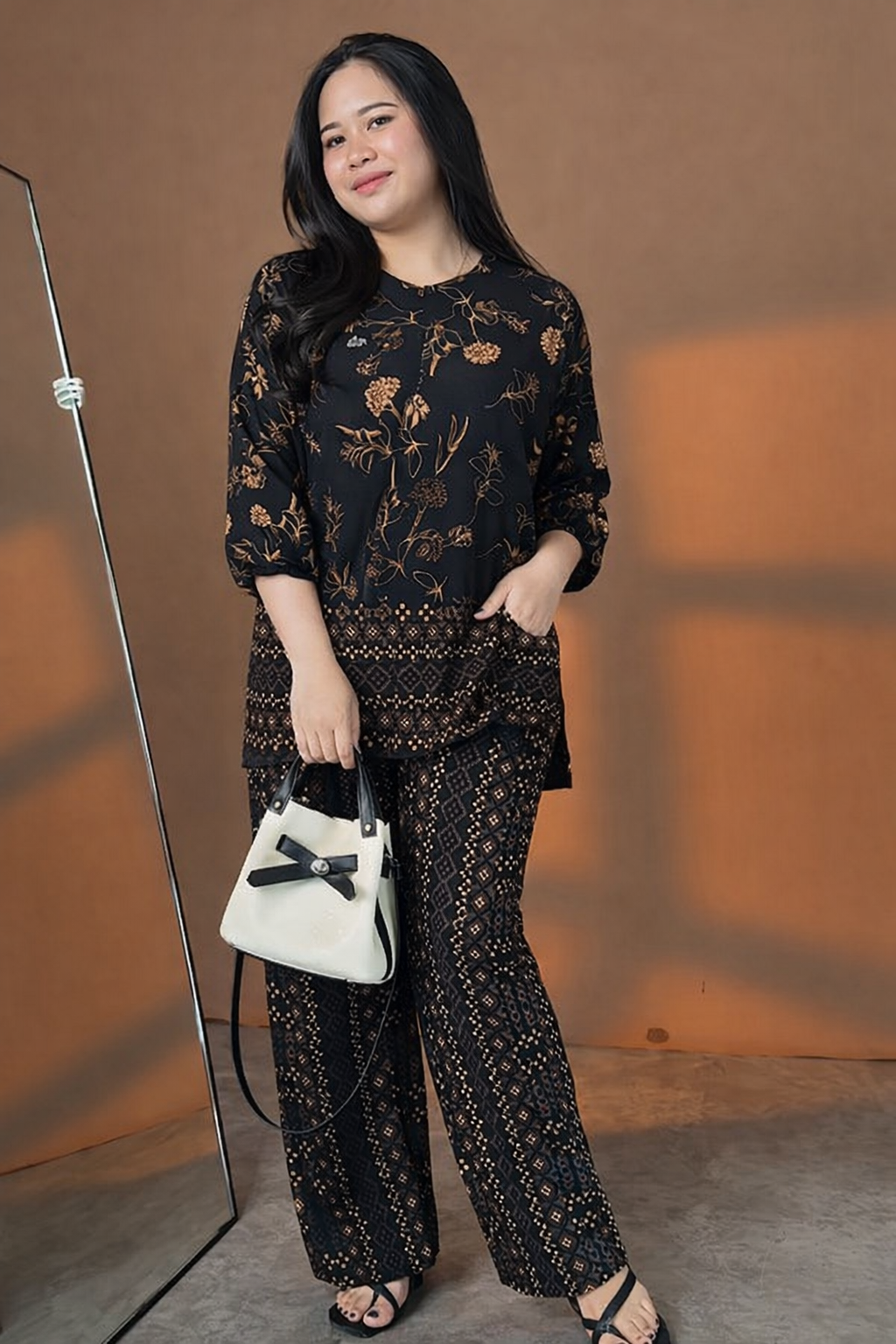 Designer Black Rayon Printed Co-Ord Set