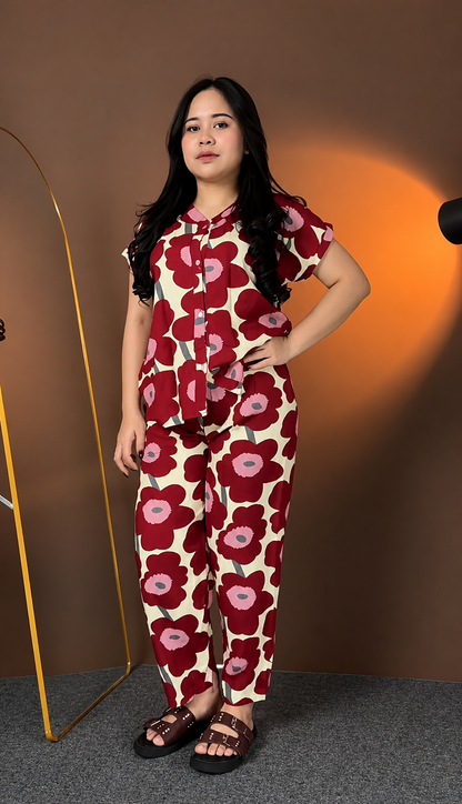Stylish Retro Poppy Print Co-Ord Set