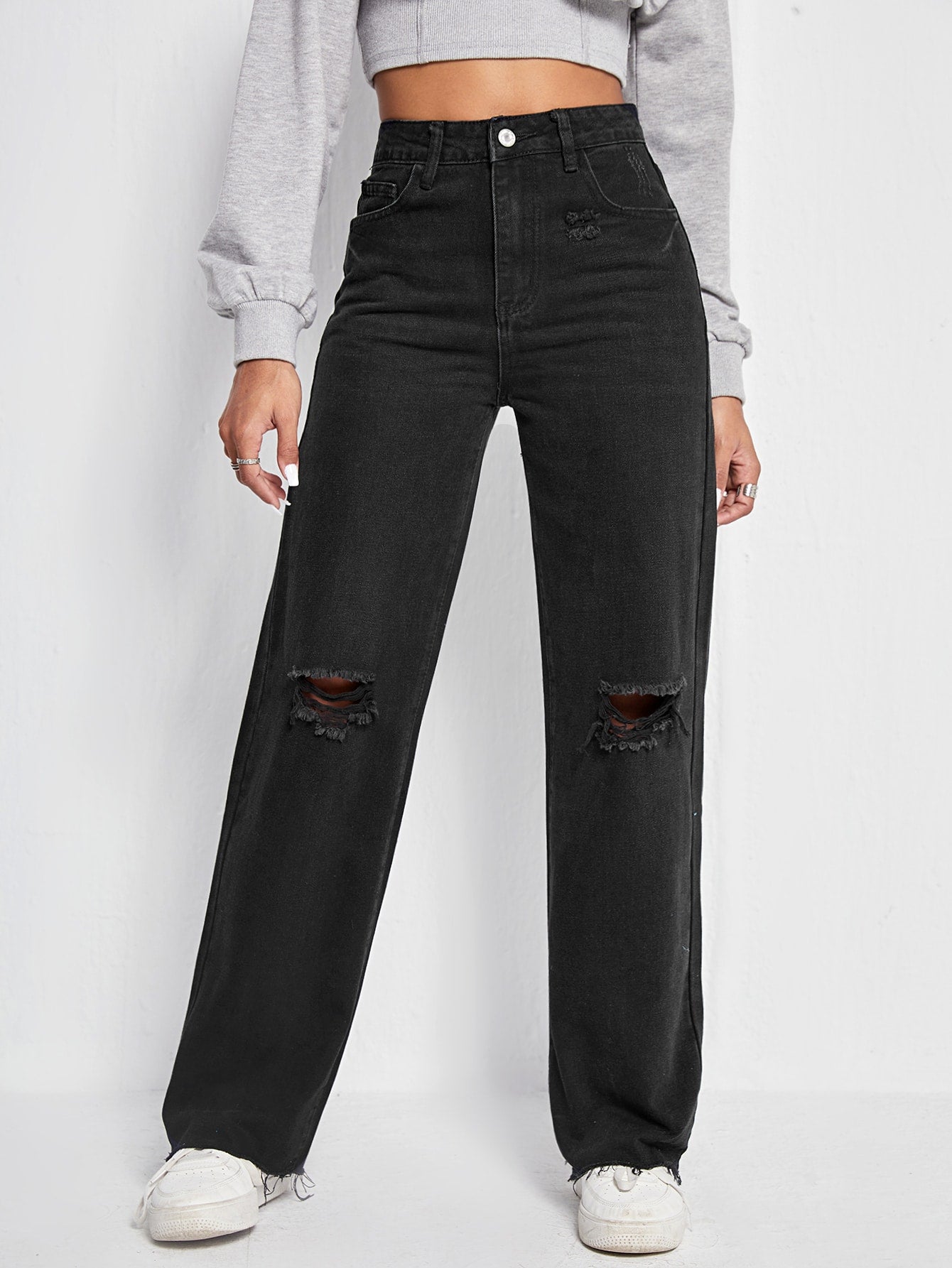 Women’s High Waist Wide Leg Washed Denim Jeans – Comfort Fit & Perfect for Daily Wear