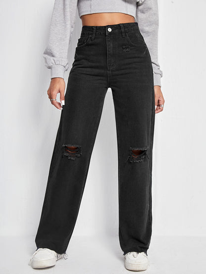 Women’s High Waist Wide Leg Washed Denim Jeans – Comfort Fit & Perfect for Daily Wear