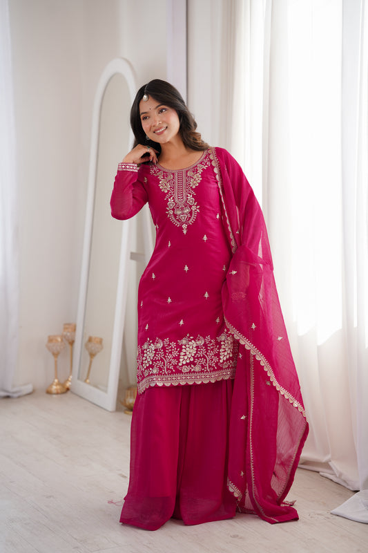Crunchy Silk Sharara Set with Dupatta