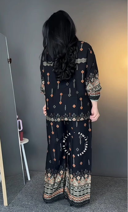 Fashionable Black Rayon Co-Ord Set