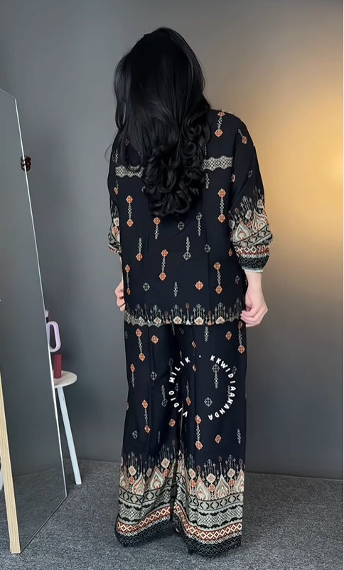 Fashionable Black Rayon Co-Ord Set