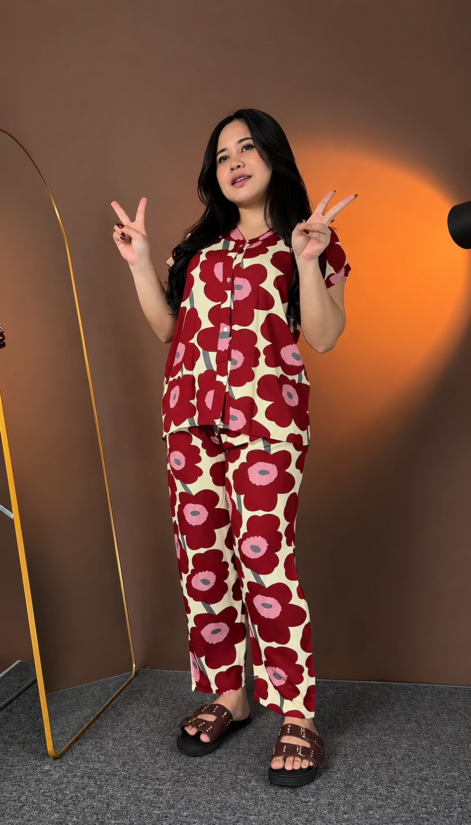 Stylish Retro Poppy Print Co-Ord Set