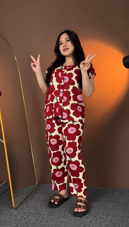 Stylish Retro Poppy Print Co-Ord Set