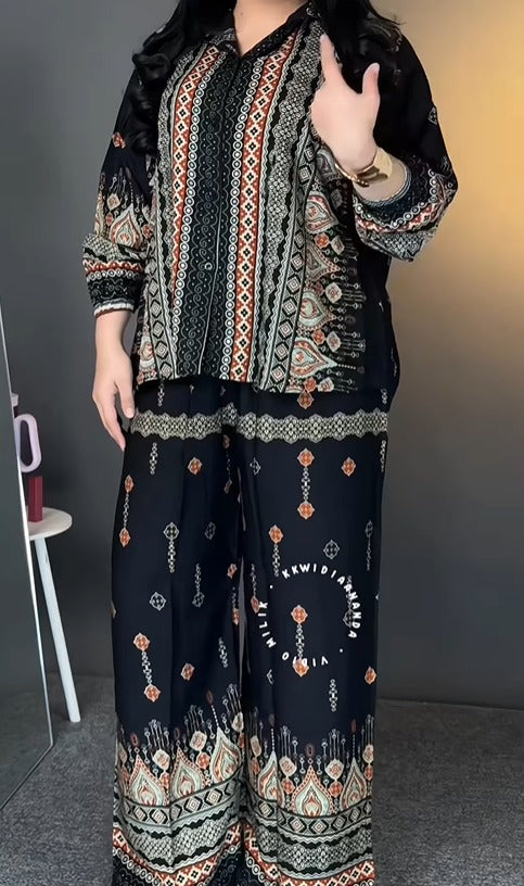 Fashionable Black Rayon Co-Ord Set