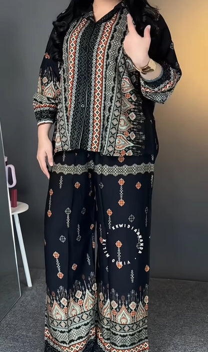 Fashionable Black Rayon Co-Ord Set