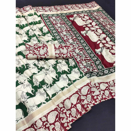 wonderful kalamkari cow saree