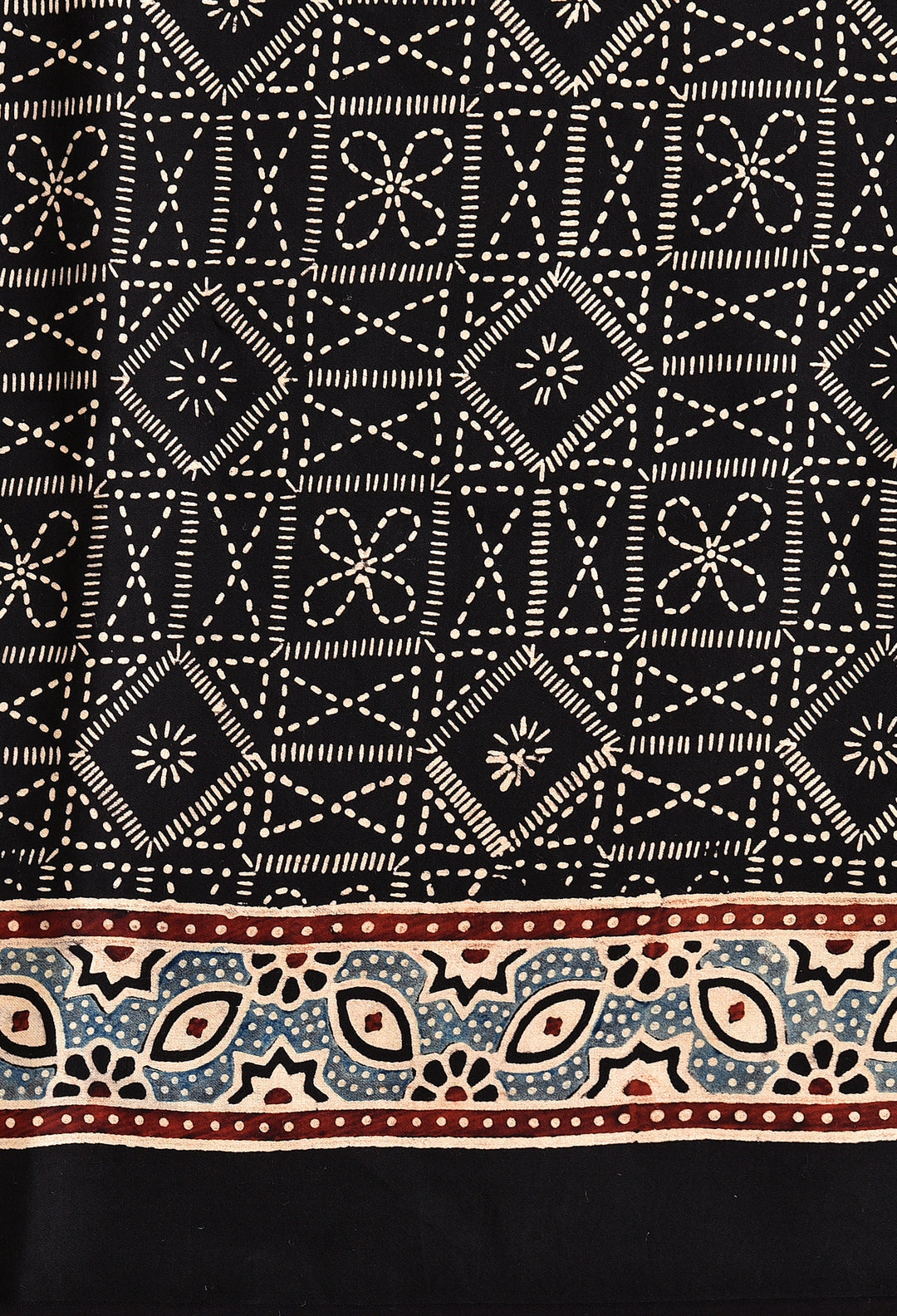 Premium Black Soft Silk Saree with Ajrakh Motifs & Designer Border