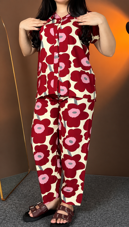 Stylish Retro Poppy Print Co-Ord Set