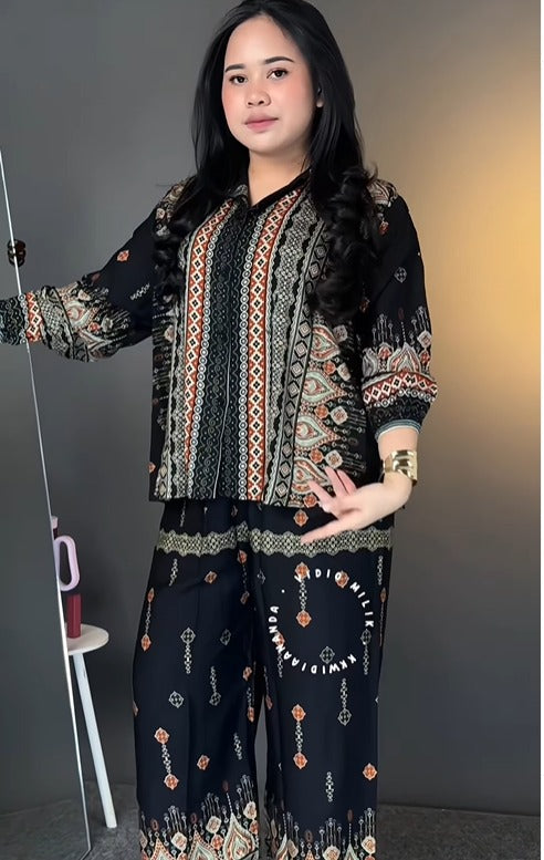 Fashionable Black Rayon Co-Ord Set