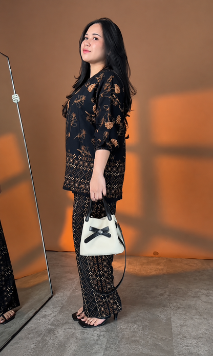 Designer Black Rayon Printed Co-Ord Set