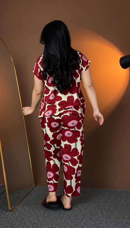 Stylish Retro Poppy Print Co-Ord Set