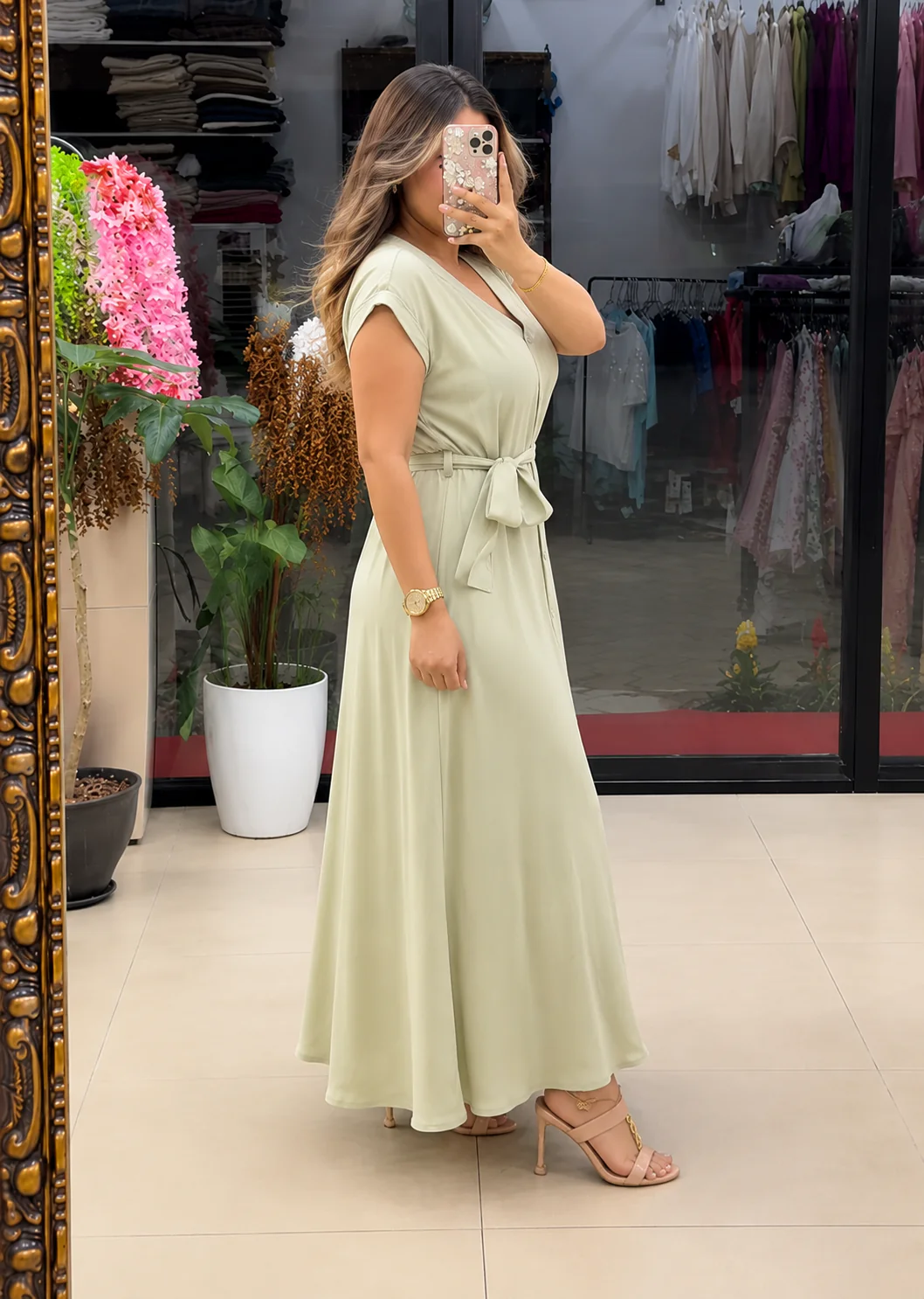 Elegant Floral Cotton Maxi Dress