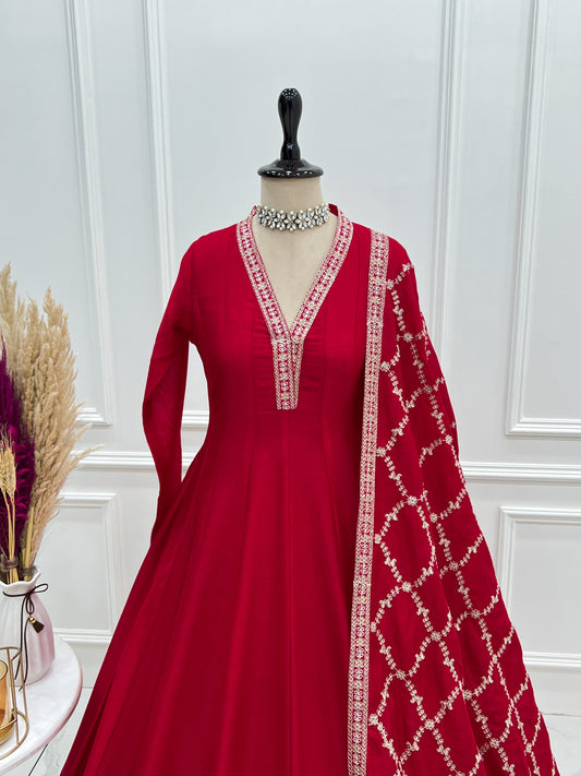 Designer Anarkali Gown with Dupatta – Heavy Embroidered