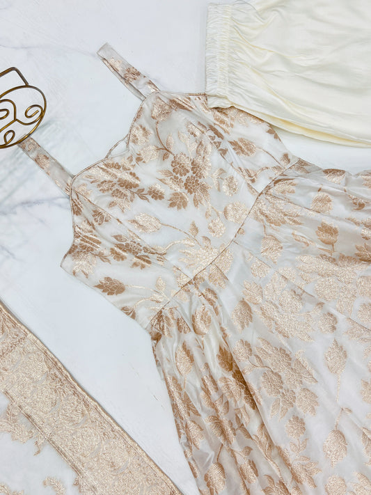 Banarasi Jacquard Dola Silk Anarkali Set with Dupatta