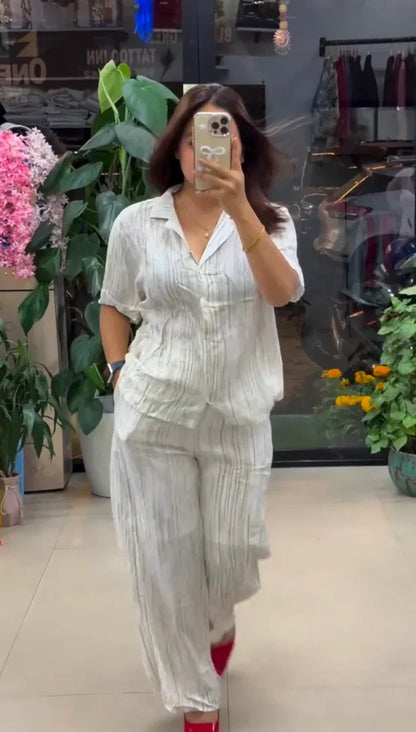 White Pure Linen Co-ord Set