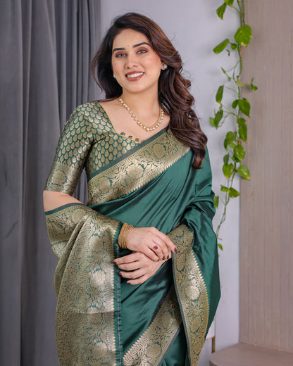 Rajwada Zari Weave Bottle Green Saree