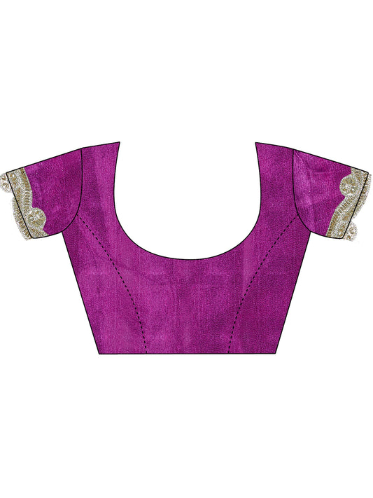 Royal Purple Designer Silk Saree with Elegant Golden Lace Border