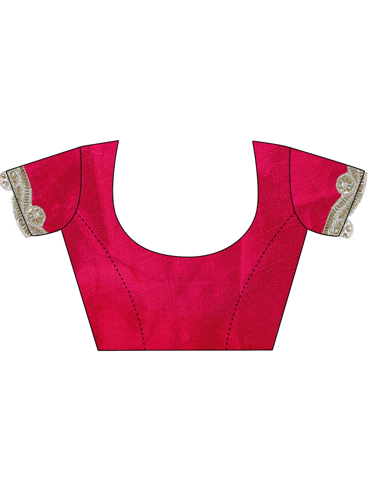 Royal Crimson Pink Designer Silk Saree with Luxurious Golden Lace Border