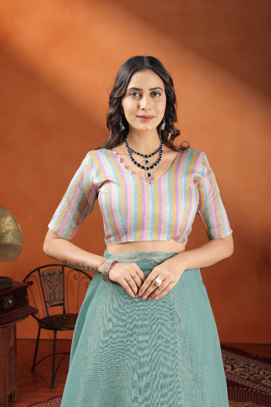 Mint Aura Sea Green Soft Silk Saree with Minimal Elegance